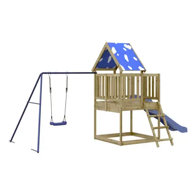 (solid impregnated wood) vidaXL Outdoor Playset Garden Playhouse Playground Equipment Solid Wood