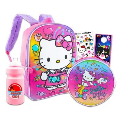 Hello Kitty Backpack with Lunch Bag for Girls Set- Bundle with 16"" Hello Kitty Backpack Lunch B