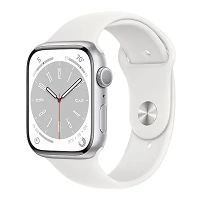 Apple Watch Series 45mm (GPS+Cellular) (MP4J3, Silver Aluminium Case with White Sport Band)