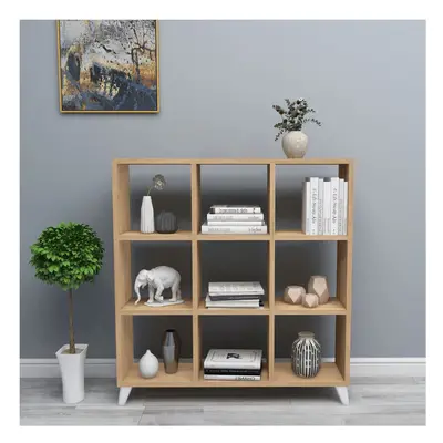 (Pine) Cube Square Bookcase With Legs Cabinet Storage