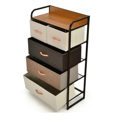 5-Drawer Dresser Storage 4-Tier Organizer Tower Bedside Display Stand Foldable