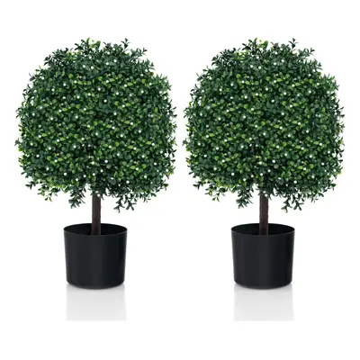 2Pcs Artificial Boxwood Topiary Ball Tree Faux Bushes Ball Plants