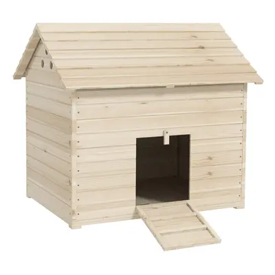 PawHut Wooden Duck House w/ Openable Roof, Raised Base, Air Holes - Natural