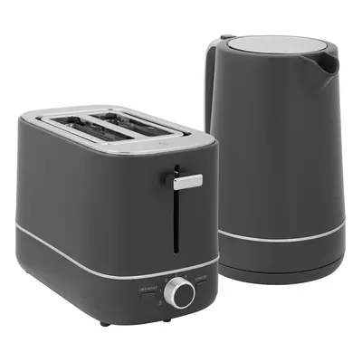 HOMCOM 1.7L 3000W Fast Boil Electric Kettle and Slice Toaster Set, Grey