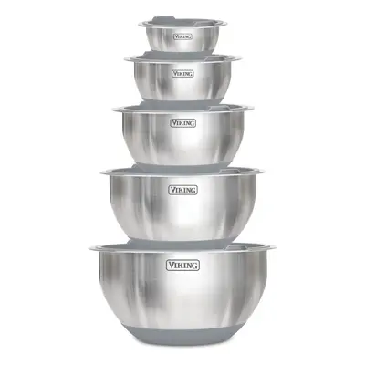 Viking Culinary Stainless Steel Mixing Bowl Set piece Non-slip Silicone Base Includes Airtight L