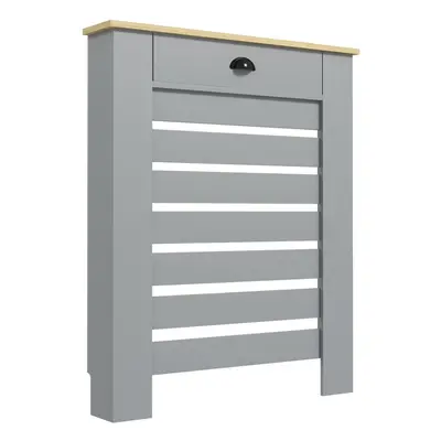 HOMCOM Radiator Cover with Drawer, Horizontal Slat, 78cm, Grey