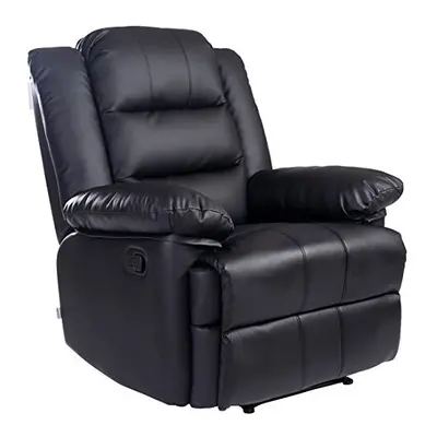 (Black) LOXLEY BONDED LEATHER RECLINER ARMCHAIR SOFA HOME LOUNGE CHAIR RECLINING GAMING