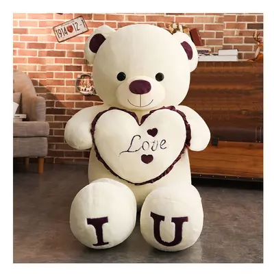 (Purple, 100cm) 100cm Big I LOVE YOU Teddy Bear Plush Toy Lovely Huge Stuffed Soft Bear