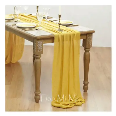 (62x1000cm, Ginger) Table Runner Rustic Cotton Gauze Cloth Dining Burlap Retro Burr Texture Vint