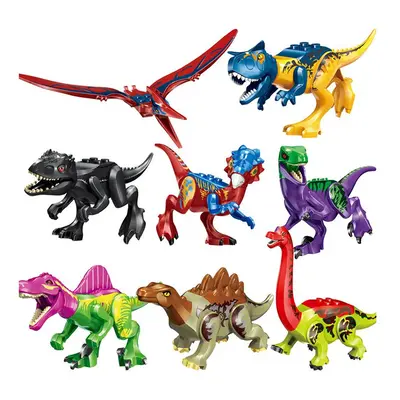 (Style C 8pcs) Large Dinosaur Figure Big Size Indominus T Rex Blocks Lego Toys