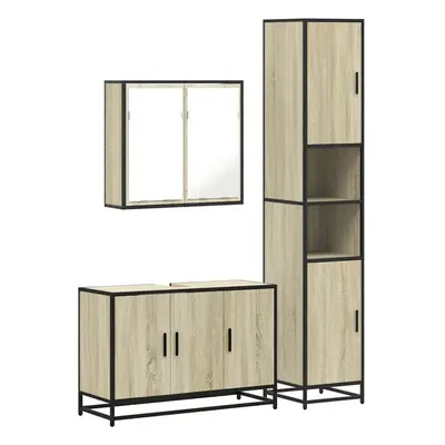 (sonoma oak) vidaXL Piece Bathroom Furniture Set Smoked Oak Engineered Wood