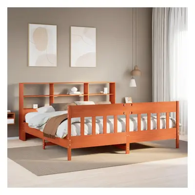 vidaXL Bed Frame without Mattress Bed Wax Brown Super King Solid Wood Pine