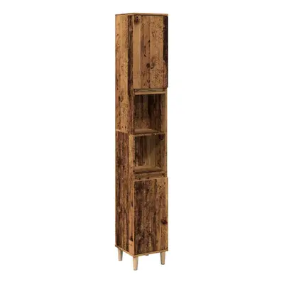 (old wood) vidaXL Bathroom Cabinet Cupboard Tallboy Unit Storage Cabinet Engineered Wood