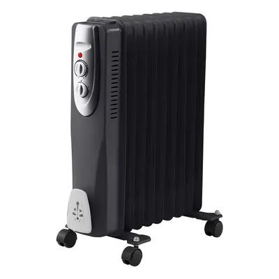 (1) 2000w Oil Filled Radiator Portable Heater Black Fin 2kw Electric Settings