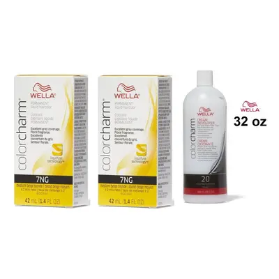 (7NG + 7NG+Developer (Vol. 20) 32oz) Wella Color Charm Haircolor 7NG Medium Beige Blonde