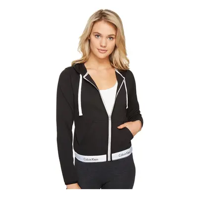 Calvin Klein Women's Modern Cotton Full Zip Hoodie Top Black Large