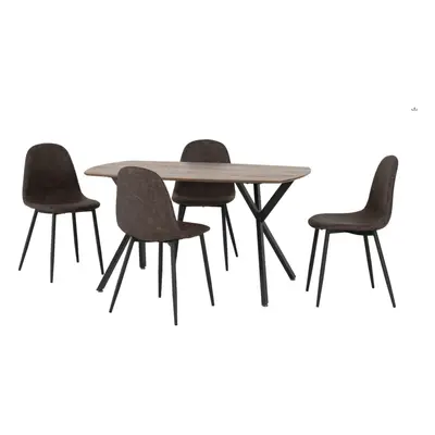 Athens Rectangular Dining Set Table and Chairs in Medium Oak Effect and Black