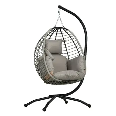 Outsunny Hanging Swing Chair w/ Thick Cushion, Hanging Chair, Grey