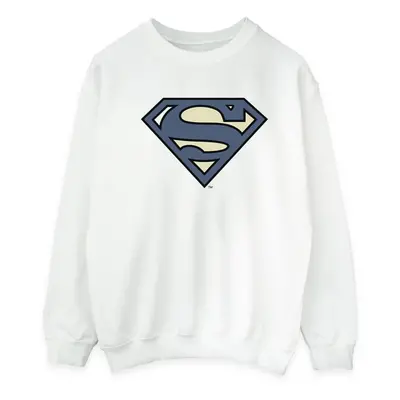 (S, White) DC Comics Mens Superman Indigo Blue Logo Sweatshirt