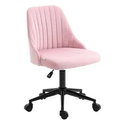 Vinsetto Velvet Office Chair with Adjustable Height and Wheels, Pink