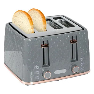 HOMCOM Toaster with Slot, Browning Levels, 1600W, Grey Honeycomb