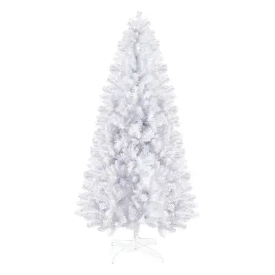 Prextex Feet White Christmas Tree - Premium Artificial Spruce Hinged Snowy Solid White Christmas