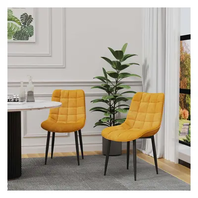 (2pcs, Mustard) Nova Modern Velvet Dining Chair Padded Seat Metal Legs