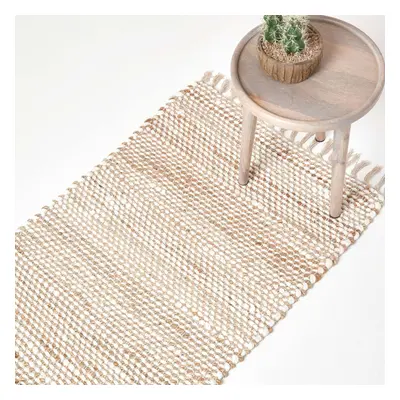 (66 x cm) Horizon Neutral Chevron Hemp Chindi Rug