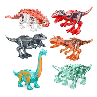 (Style A 6pcs) Large Dinosaur Figure Big Size Indominus T Rex Blocks Lego Toys