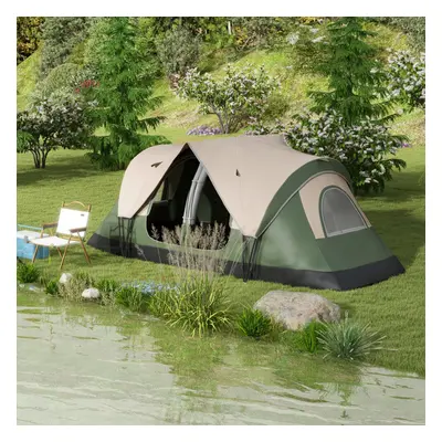 Outsunny Room Camping Tent with Waterproof Rainfly & Screen Panels Dark Green