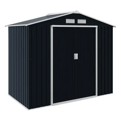 Outsunny x 4ft Garden Shed Storage with Foundation Kit and Vents, Dark Grey