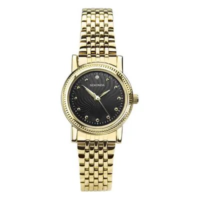 Sekonda Ladies Gold Plated Stainless Steel Black Dial Dress Watch