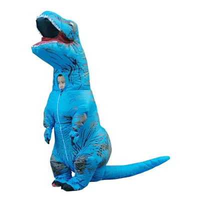 (Blue) Inflatable Dinosaur Costume T Rex Kids Dress Outfit Halloween Unisex Blowup Cos