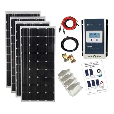 (4 x 150w = 600w Mono MPPT Kit 24V) Lowenergie Mono Solar Panel Battery Charging Kit with Charge