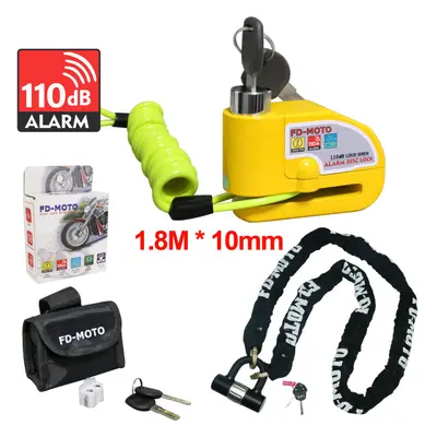 (1.8M) FD-MOTO Motorbike Motorcycle Chain Lock Disc Lock Alarm Brake Security With Cable 1~2m