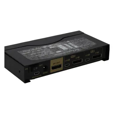 kenable Port DisplayPort KVM Switcher Box 4K 60Hz with Cables & Remote Control Metal