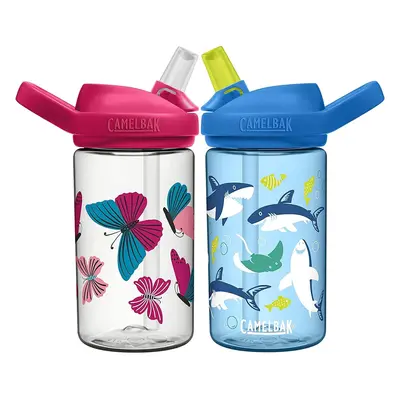 Camelbak Eddy+ Kids Butterfly + Sharks 14oz/400ml spill proof bottles twin pack