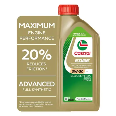 Castrol Edge 0W-30 LL Longlife Engine Oil, 1L, Gold