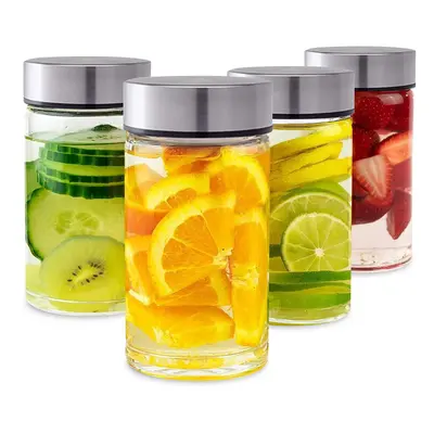 Juice Bottles Pack Wide Mouth Glass Bottles with Lids for Juicing Smoothies Infused Water Bevera