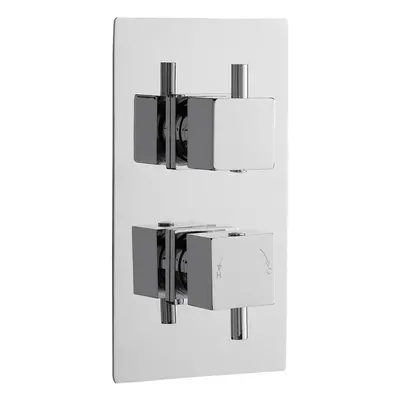 Square Concealed Twin Thermostatic Shower Valve with Diverter (2 Outlets) - Chrome - Balterley