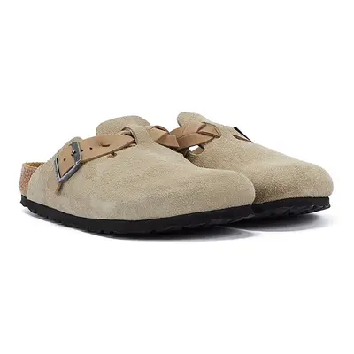 (Brown, 5.5 (Adults')) Birkenstock Boston Braided Women's Taupe Suede Clogs