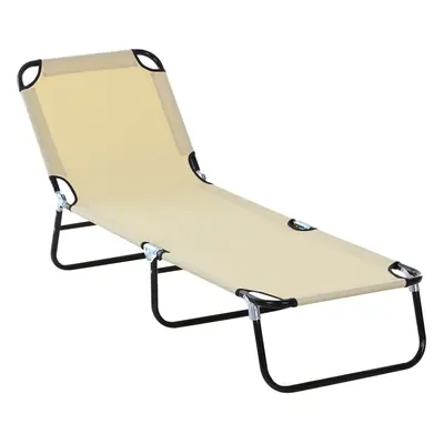 Outsunny Folding Lounge Chair Outdoor Chaise Lounge for Bench Patio Beige