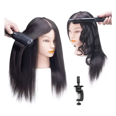 SOPHIRE 100% Real Hair Mannequin Head with Stand, Hairdressers' Practice Training Head and Cosmo