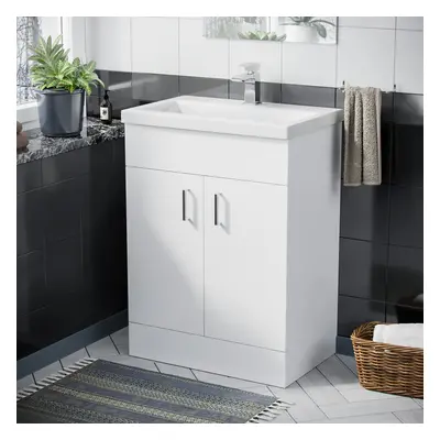 Nanuya 600mm Freestanding Bathroom White Basin Sink Vanity Unit