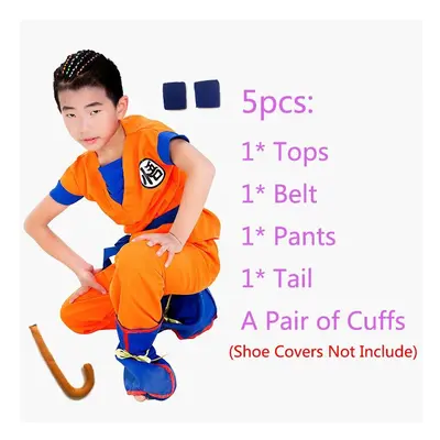 (5pcs/Set, L(140-155cm)) Z Adult Kids Anime Goku Cosplay Costume Set Fancy Party Clothing