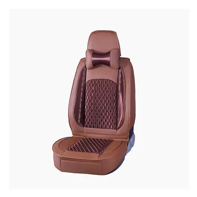 (Coffee) 5D Car Seat Cover Breathable PU Leather Full Surround Universal Seat Protector Set