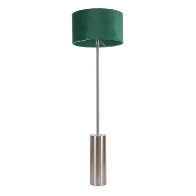 ValueLights Lexy Green Velvet Shade & Chrome Dimmer Floor Lamp & Bulb