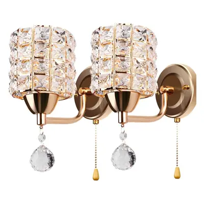 Modern Wall Lamp Crystal Wall Light Elegant Style Creative Cylinder Wall Sconce for Living Room 