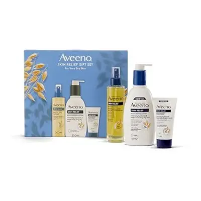 AVEENO Skin Relief Gift Set with Moisturising Lotion 300ml, Body Oil Spray 200ml and Hand Cream 