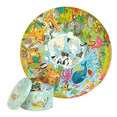 Animals of the World Jigsaw Kids Round Puzzle for Children Age Year Olds - 100% Recycled Card Pi